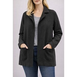 Jillian Jones‎ Black Wool Open Front Basic Essential Winter Jacket Coat Small